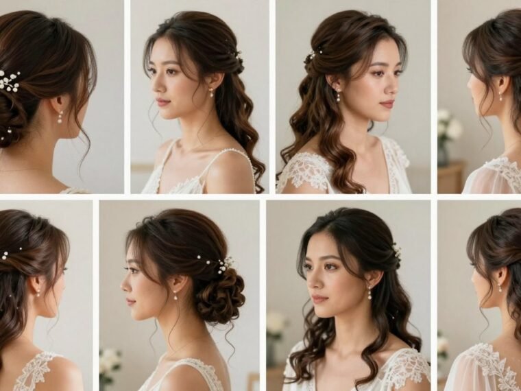 wedding guest hairstyles showcase featuring elegant updos and flowing styles