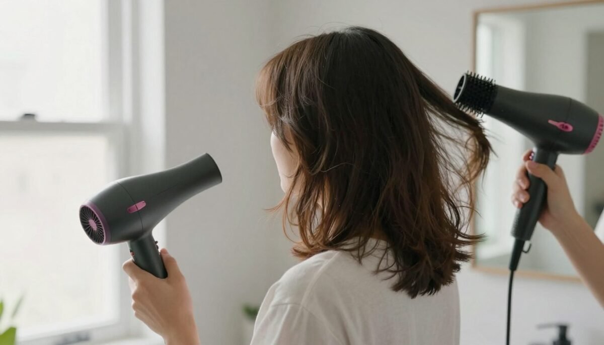 woman styling her lob with minimal effort showing easy maintenance