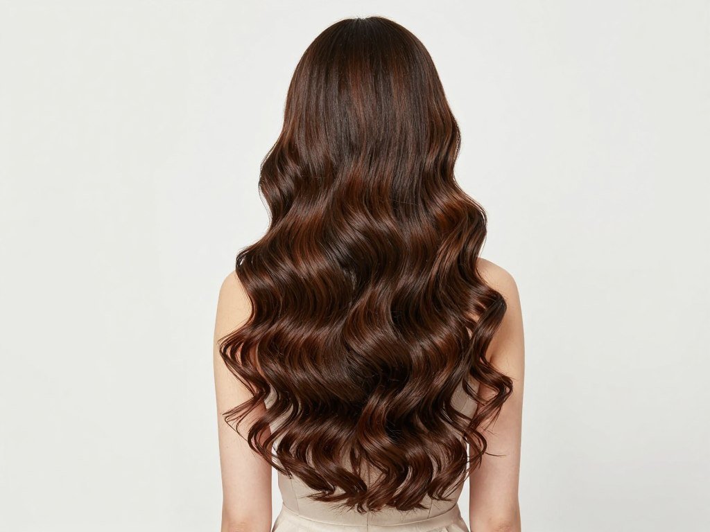 woman with long thin hair showing soft curls creating volume