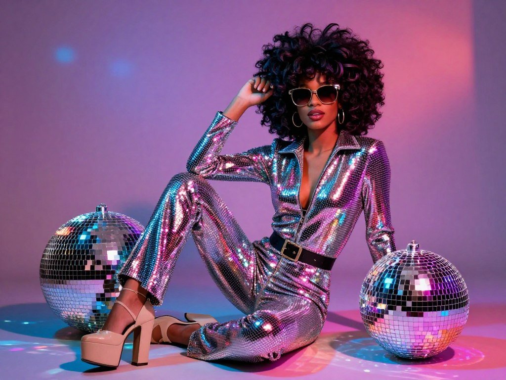 1970s disco costume with sequins
