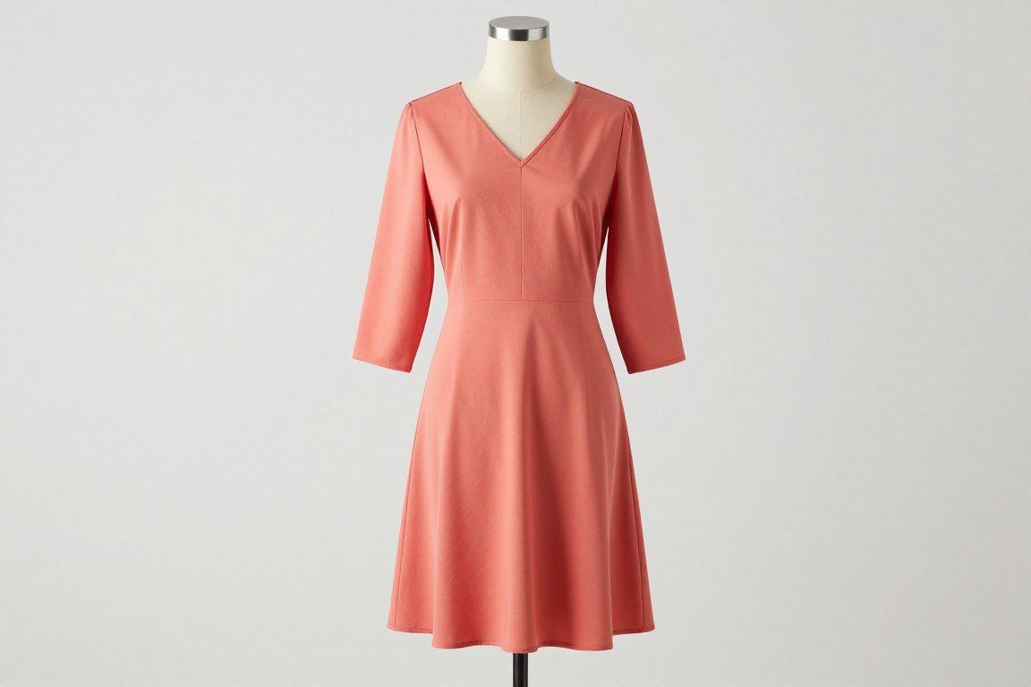 A-line dress with V-neck for broad shoulders