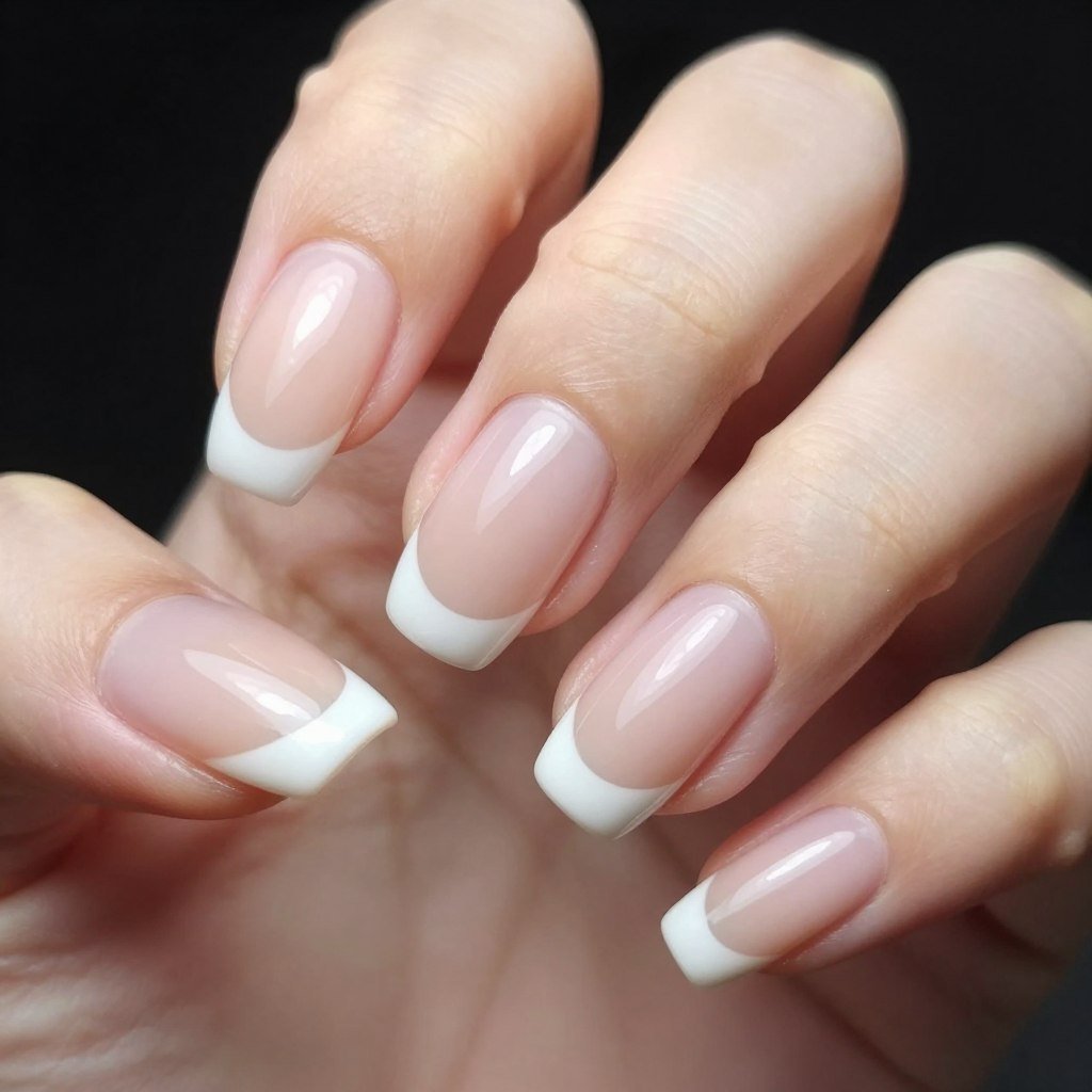 Almond-shaped nails with classic french manicure