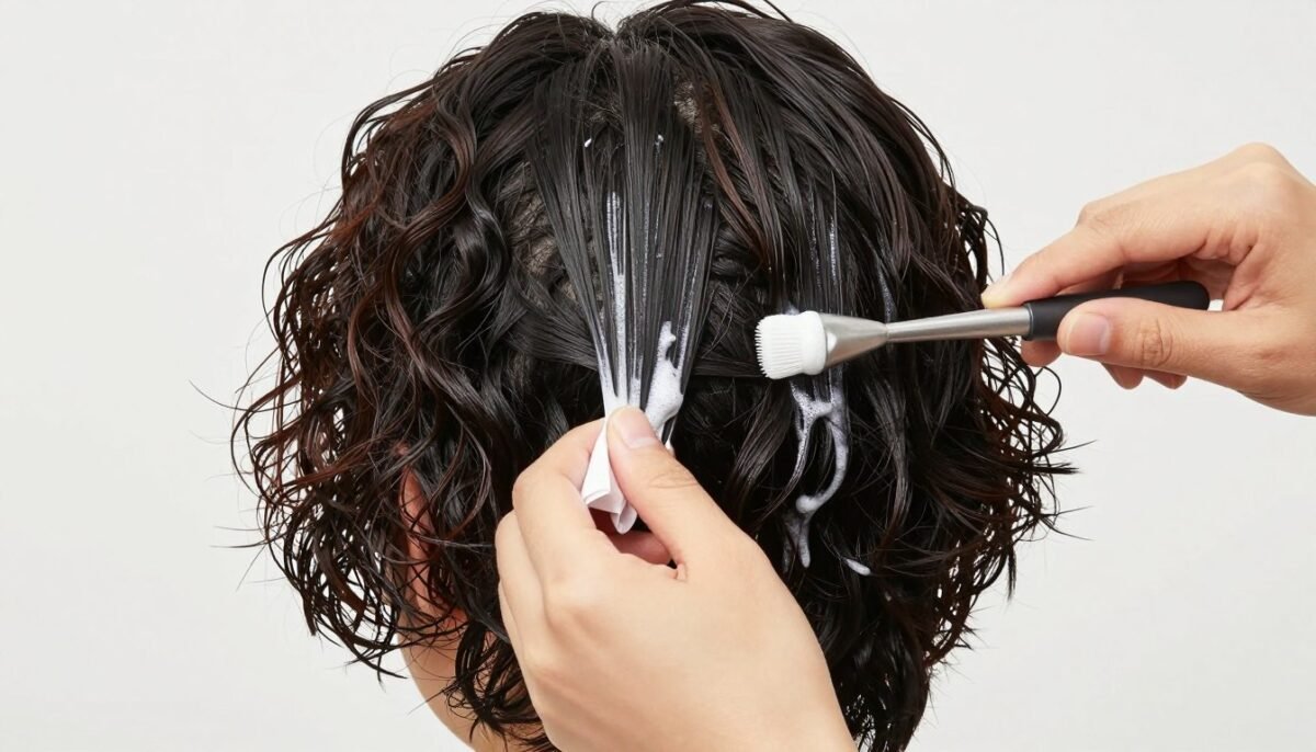 Applying styling products to short wet curly hair