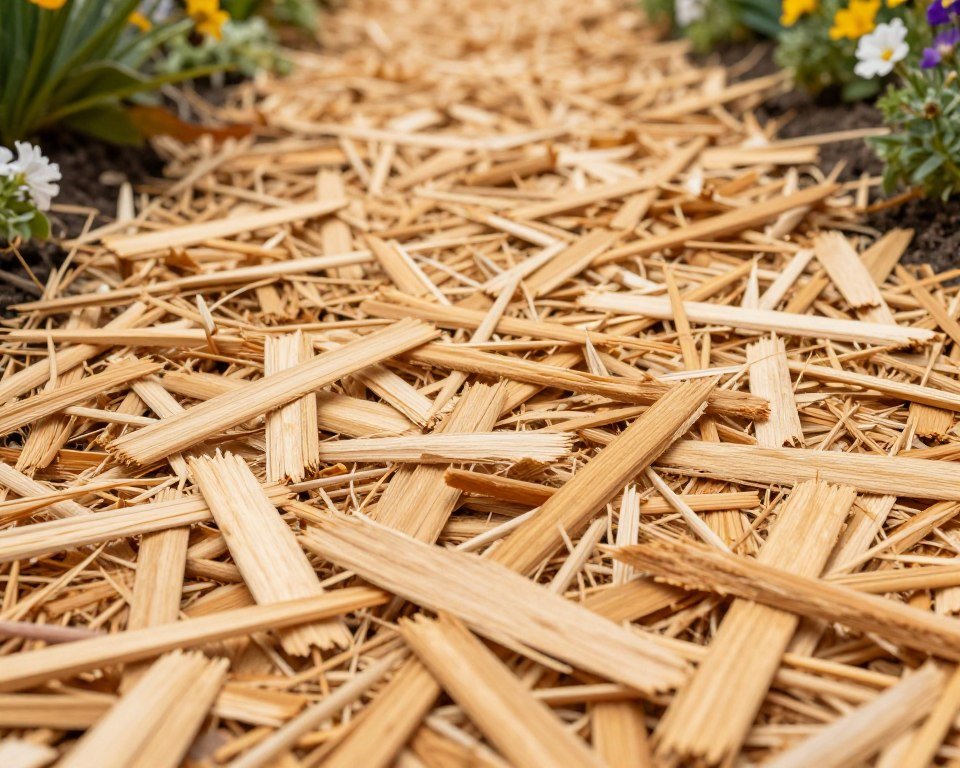 Aromatic cedar chip walkway in garden setting