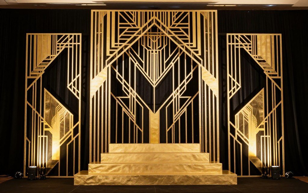 Art Deco wedding ceremony backdrop