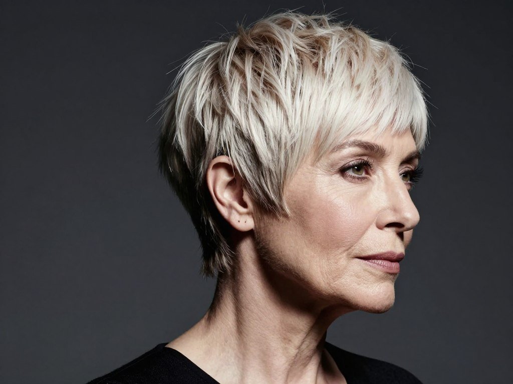 Asymmetrical pixie cut for women over 50