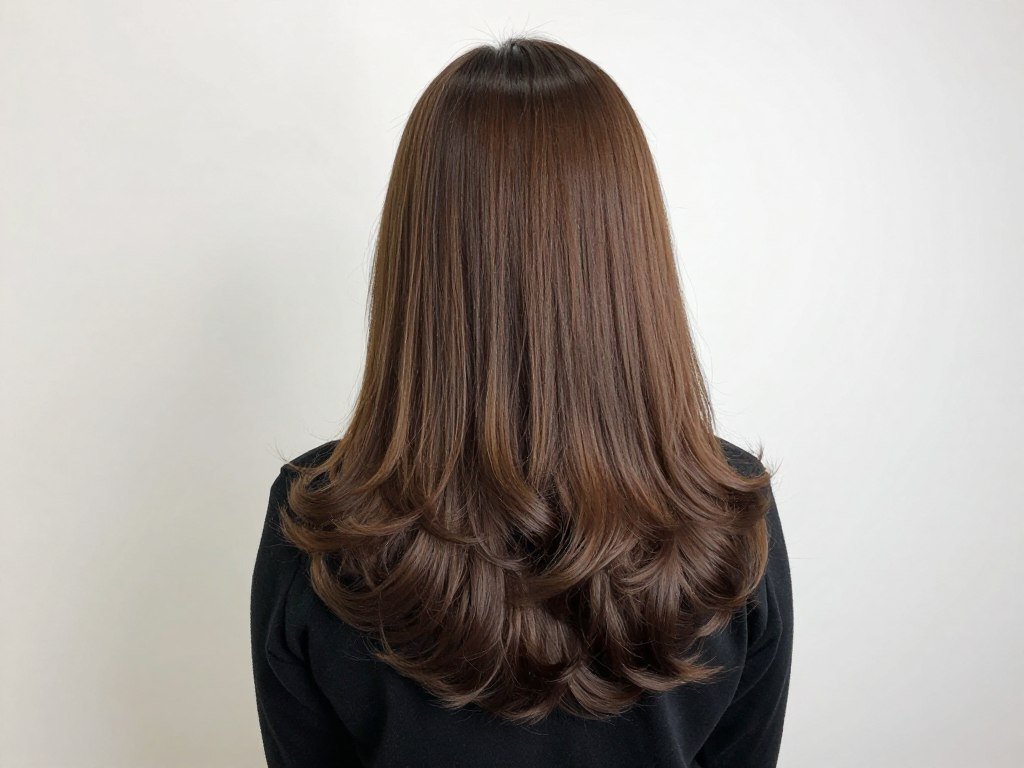 Back view of classic layered shag showing full layer structure