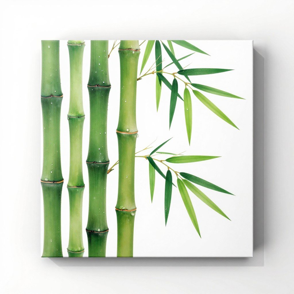 Bamboo meditation canvas bathroom art