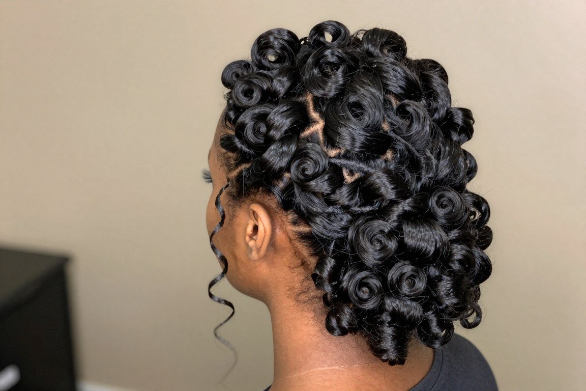 Bantu knot out updo natural hair prom style