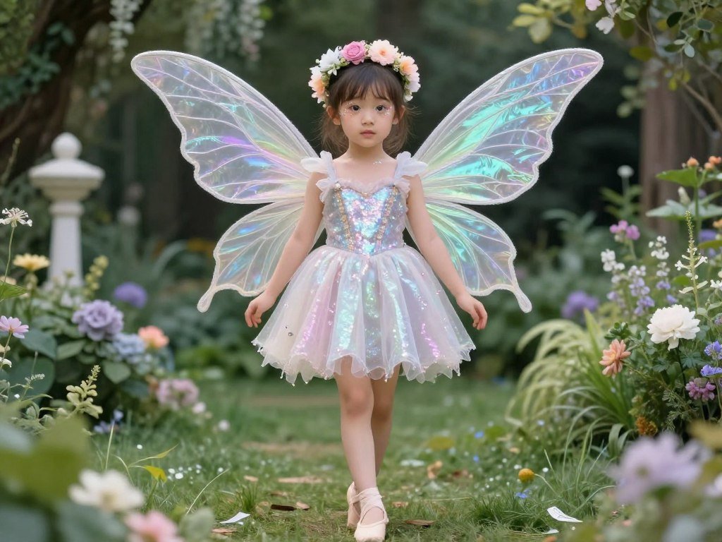 Beautiful fairy costume with glittery wings