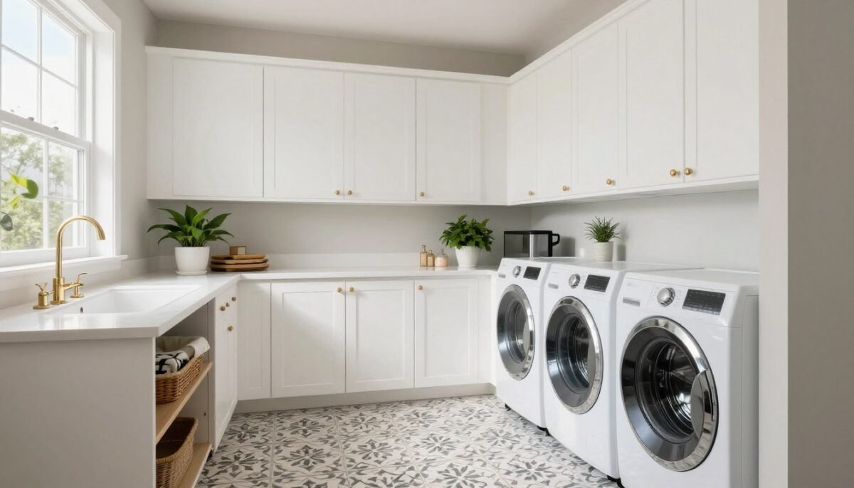 Beautiful finished laundry room combining style and function Beautiful finished laundry room combining style and function