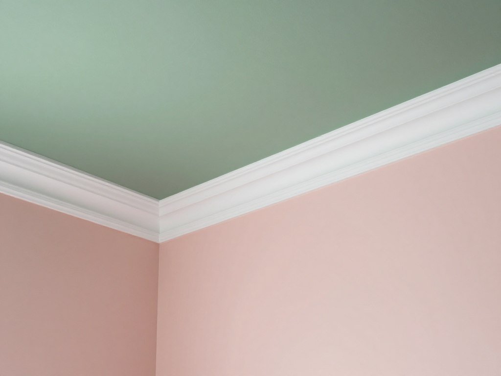 Bedroom with sage ceiling and blush walls