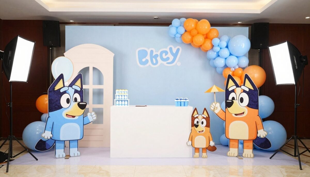 Bluey party photo booth setup