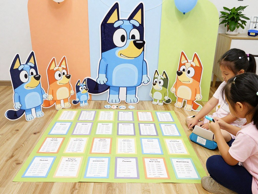 Bluey scavenger hunt activity setup