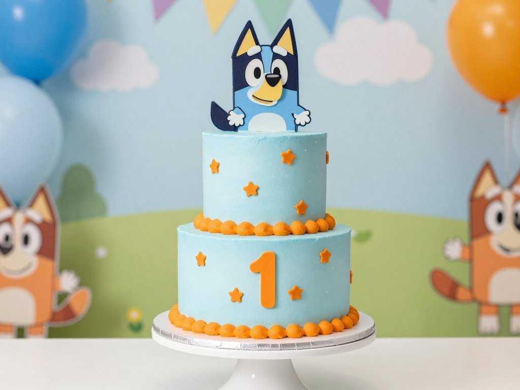 Bluey themed birthday cake
