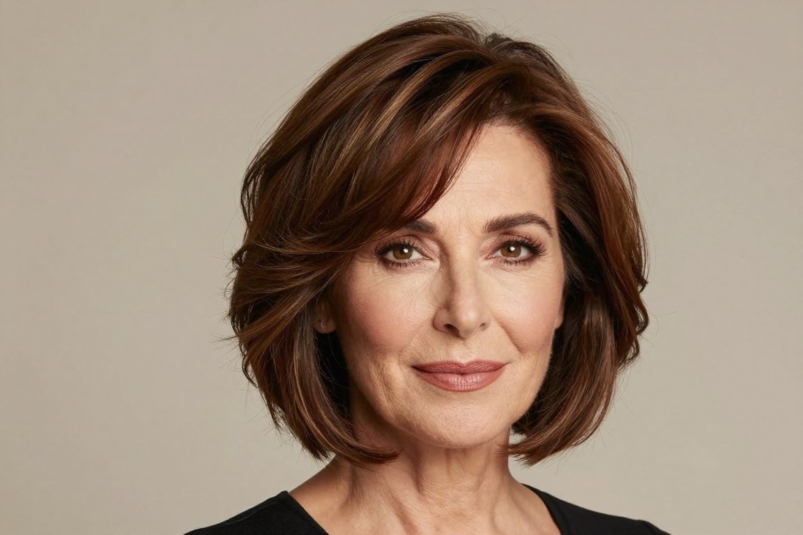 Bob haircut with concentrated crown volume for fine hair