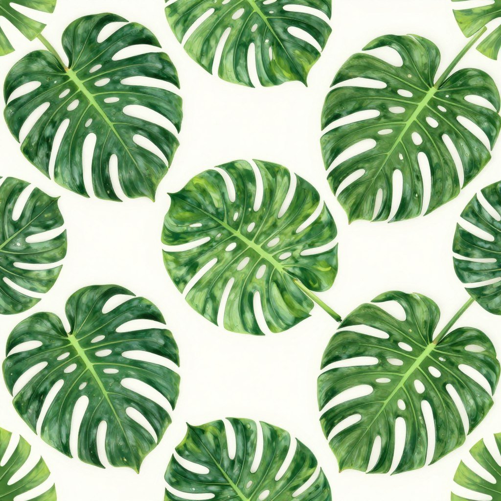 Bold tropical monstera leaf wallpaper pattern in deep green