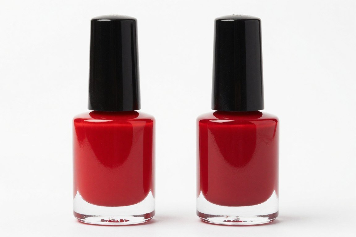 Bottle of bright red nail polish