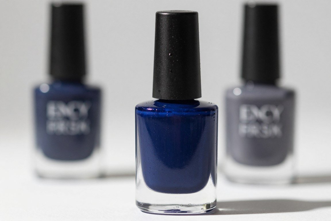 Bottle of navy blue nail polish