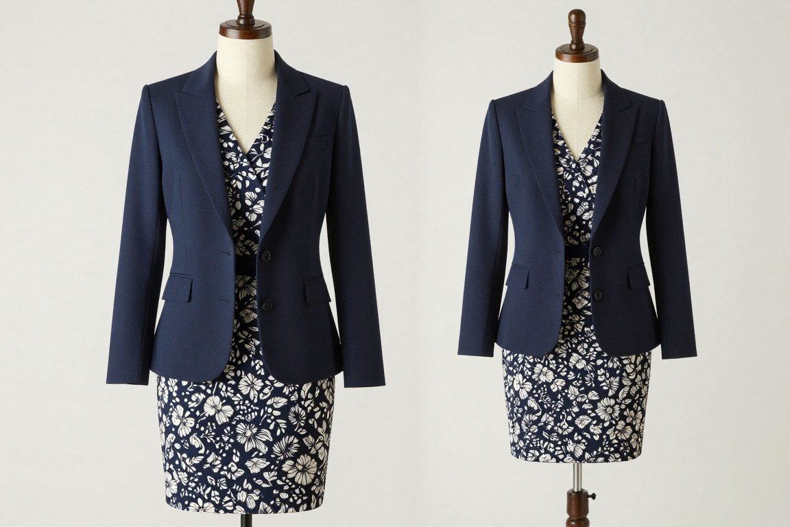 Business casual outfit with wrap dress