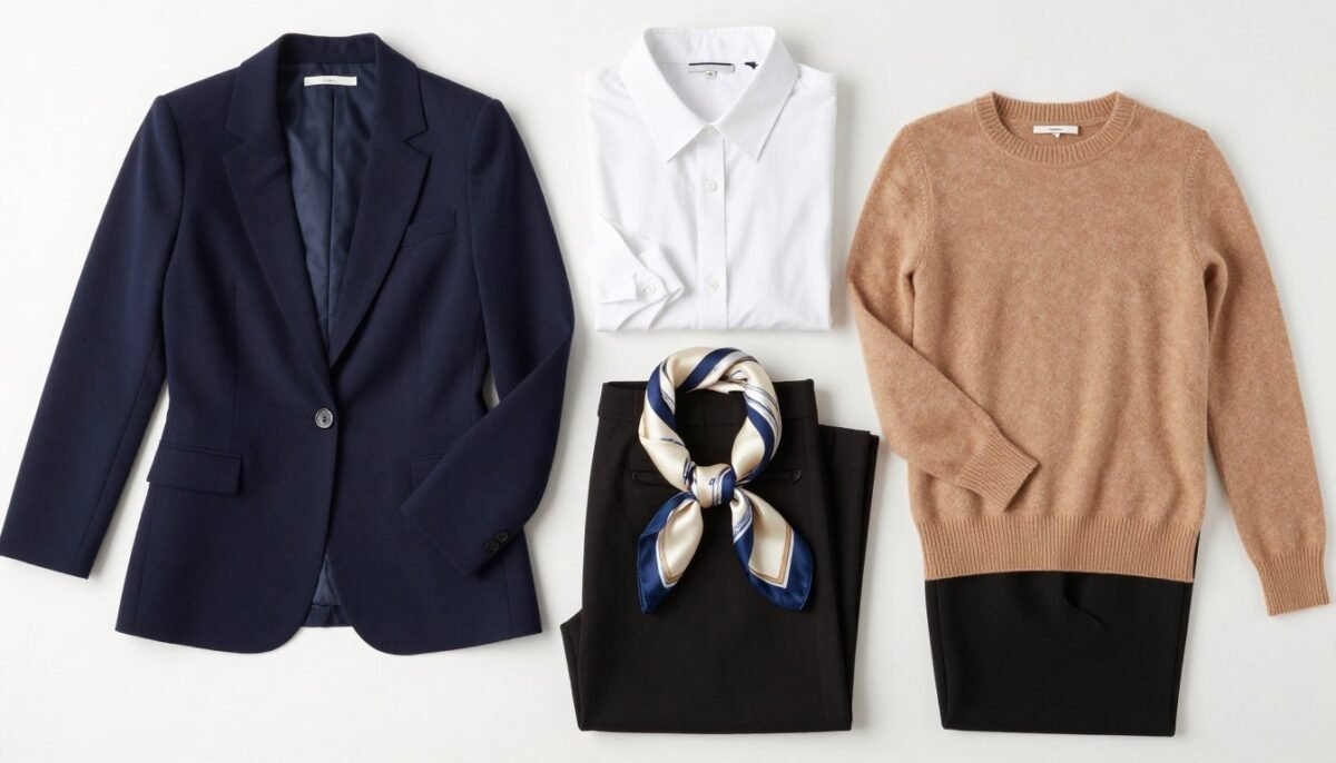 Capsule wardrobe pieces arranged showing versatility