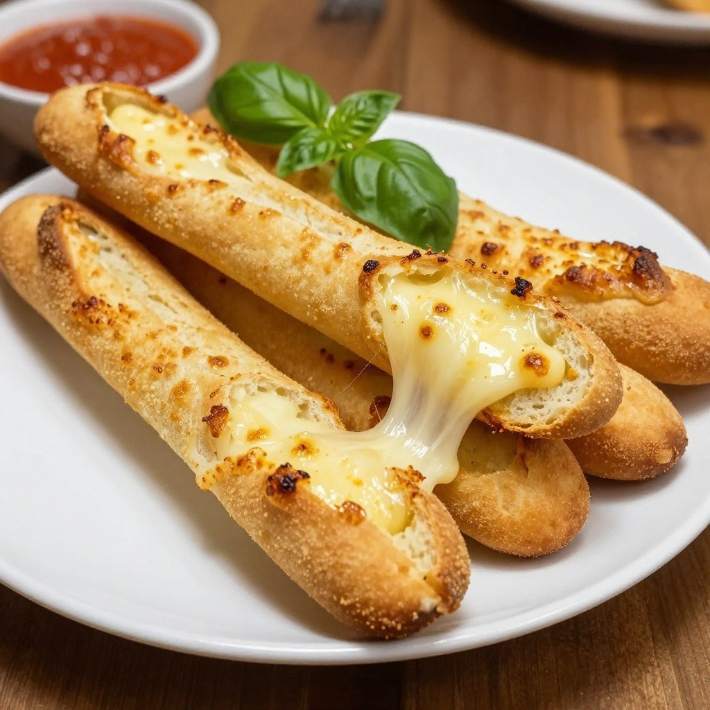 Cheese stuffed breadsticks with melted mozzarella from ninja air fryer