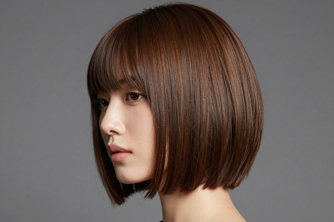 Choppy bob showcasing straight hair texture and clean layers