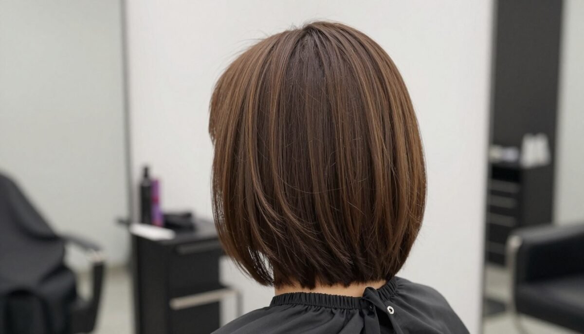 Choppy bob with graduated nape showing clean back shaping