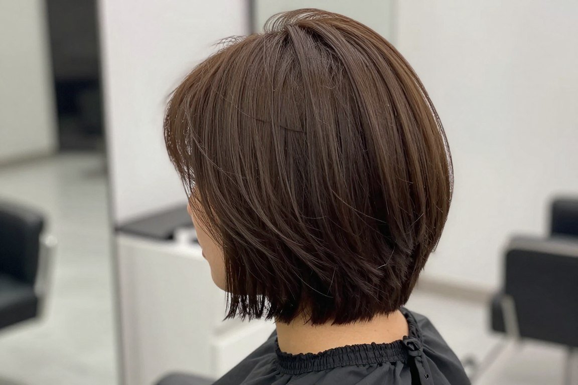 Choppy bob with razored ends removing bulk from thick hair