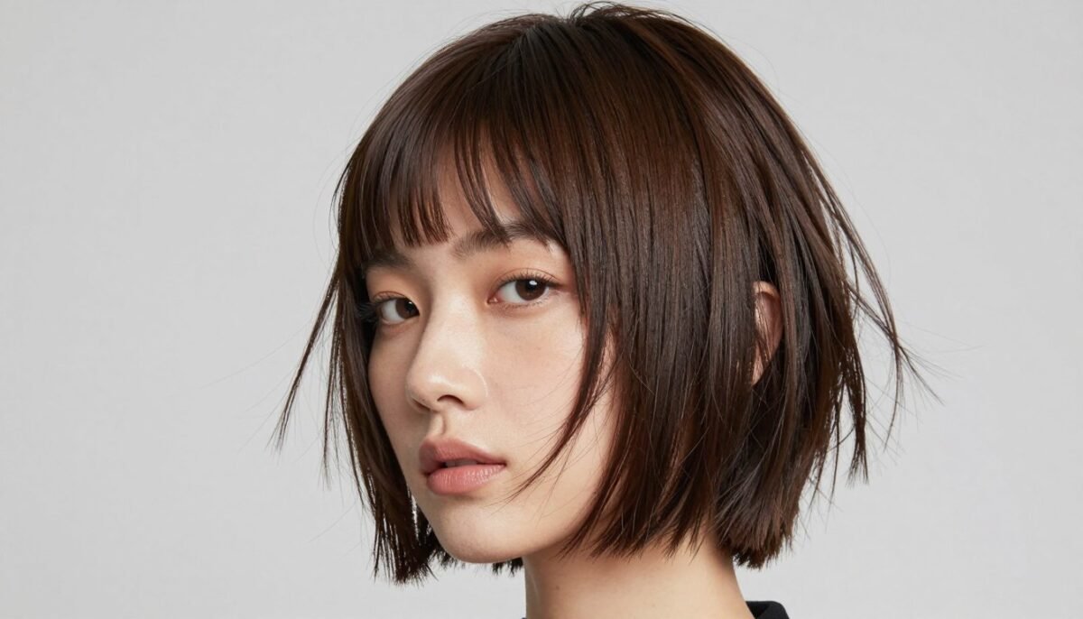 Choppy crop with piece-y separation on straight hair