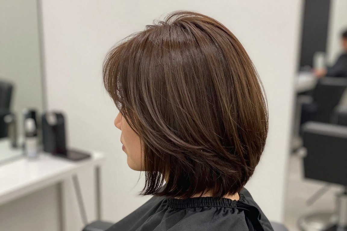 Choppy graduated bob showing layered graduation for thick hair