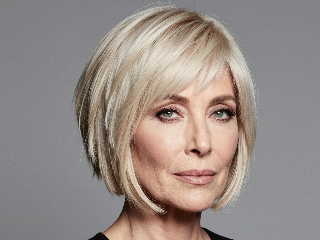 Choppy layered bob with texture for mature women