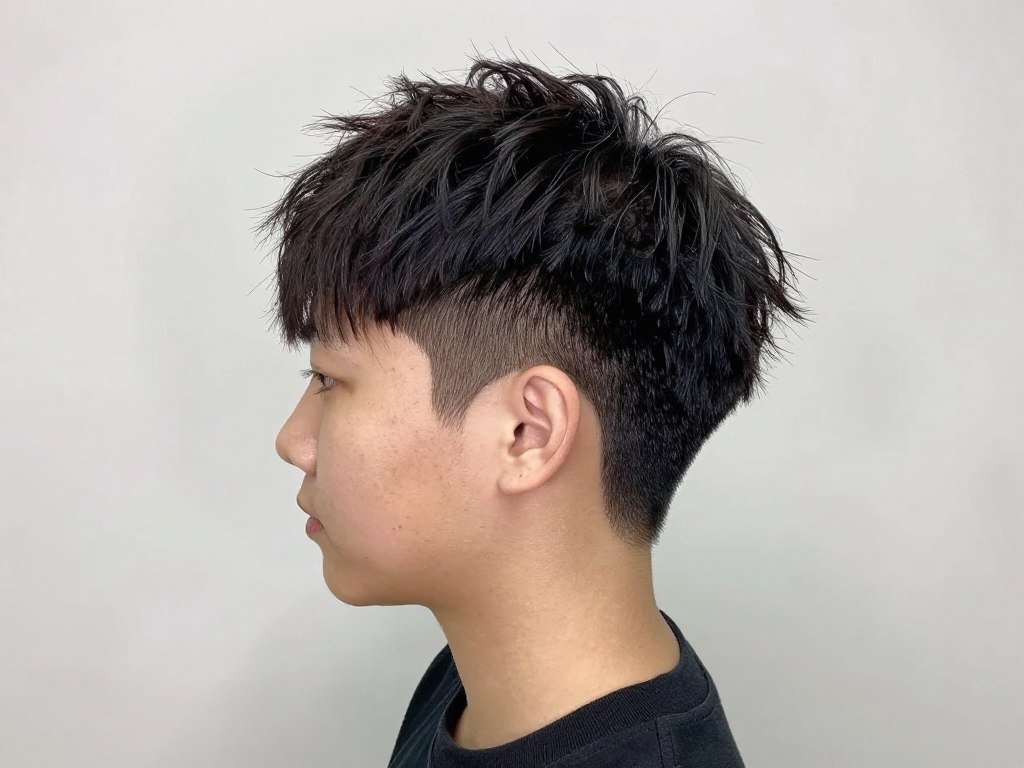 Choppy pixie with tapered sides creating clean modern silhouette