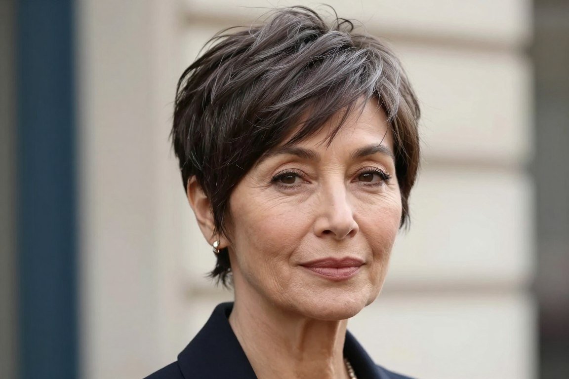 Classic French pixie cut showing timeless Parisian elegance