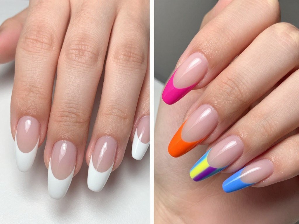 Classic vs trendy french tip nail comparison