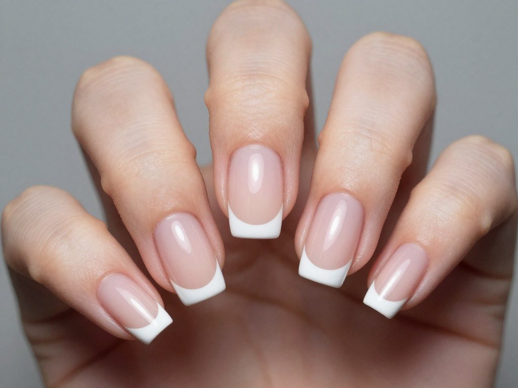 Classic white French tip nails on square shape for timeless fall look