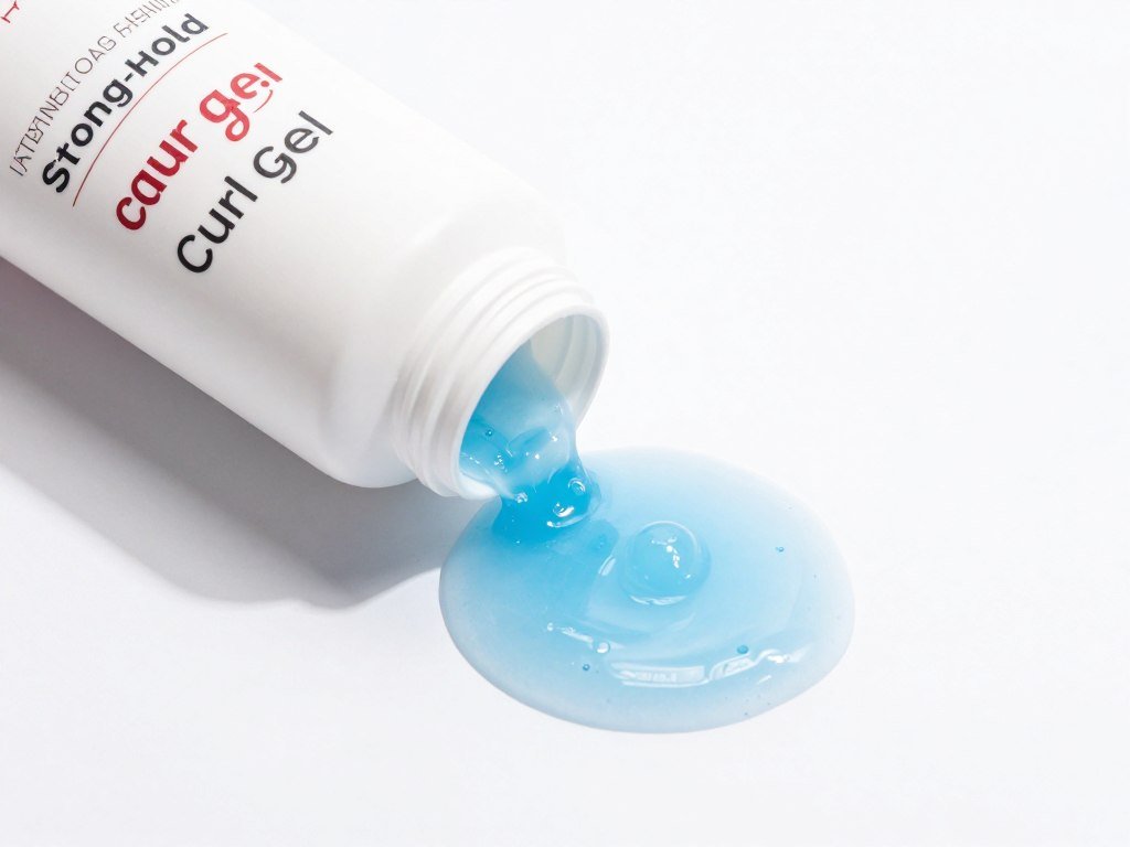 Clear curl gel product showing consistency