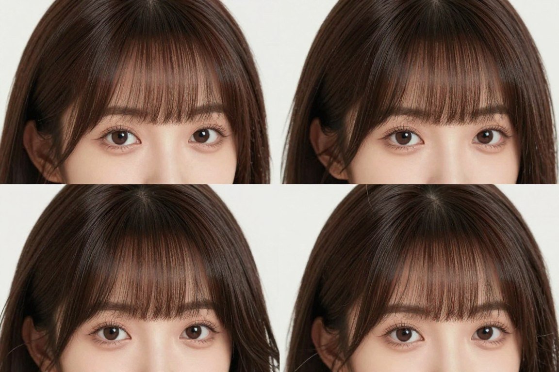 Close-up comparison of different bang styles in shag cuts