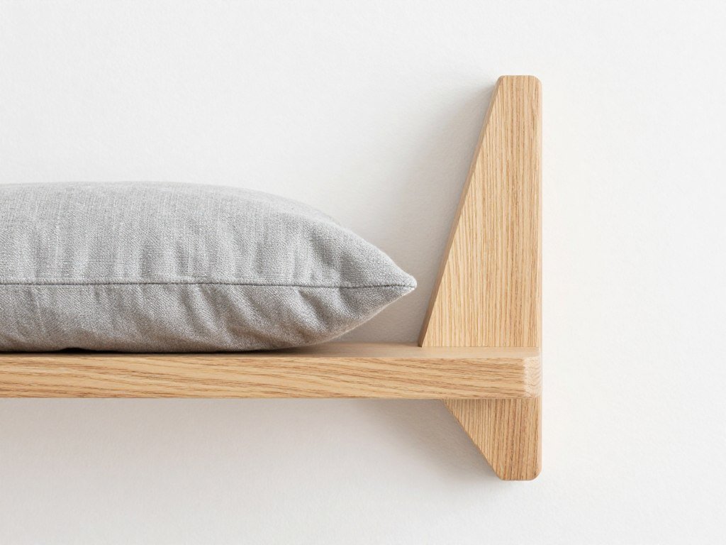 Close-up of Scandinavian cat shelf with cushion