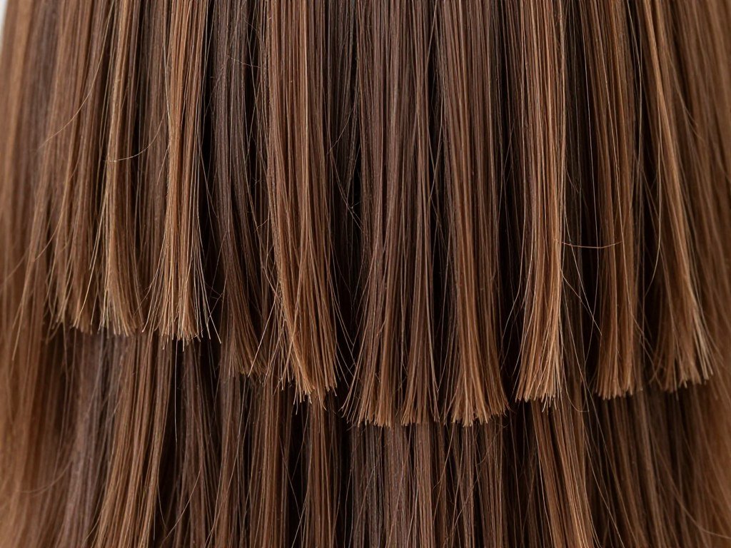 Close-up of choppy layers showing cutting technique and texture