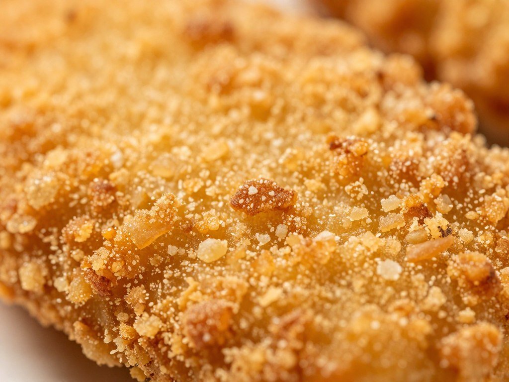Close-up of perfectly crispy food texture achieved with ninja air fryer showing golden brown coating