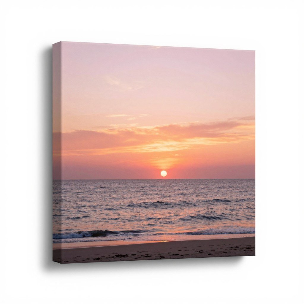 Coastal sunset landscape canvas for bathroom