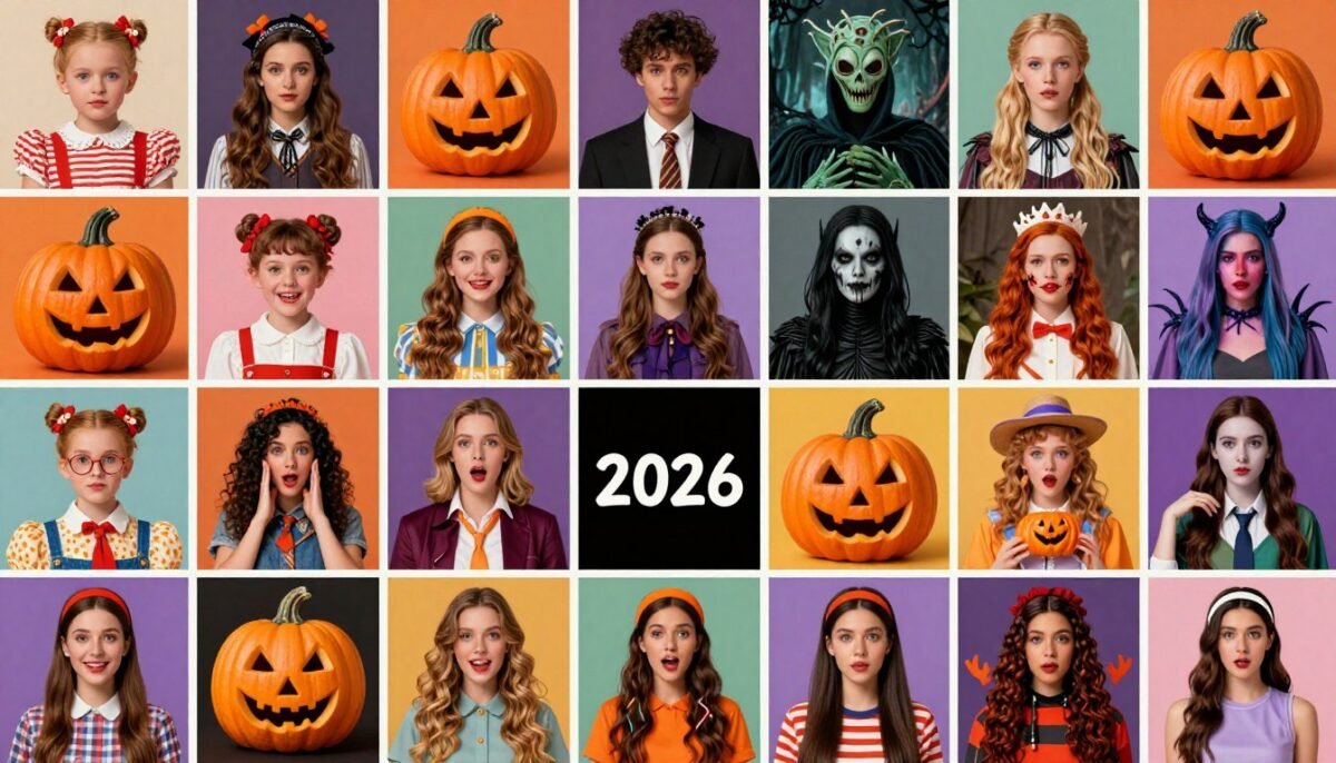 Collage of trending 2026 Halloween costume themes for women Collage of trending 2026 Halloween costume themes for women