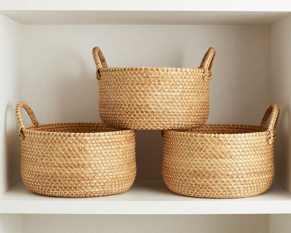 Collection of matching seagrass storage baskets