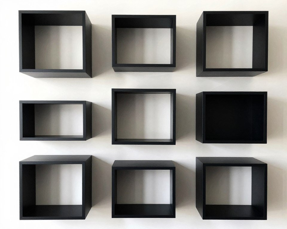 Collection of various sized geometric box shelves