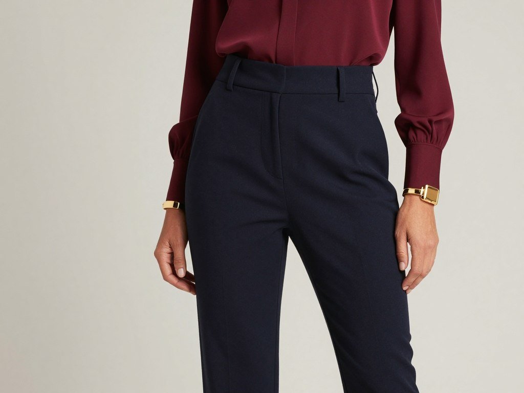 Color blocked outfit in navy and burgundy