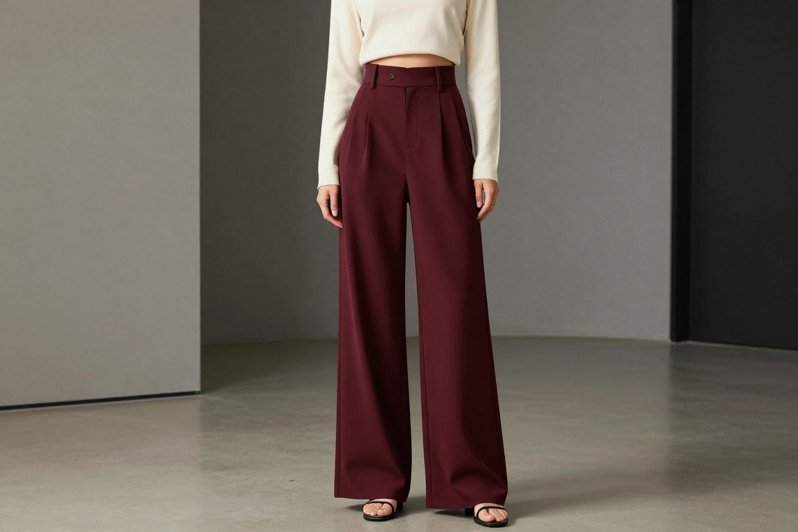 Color blocking outfit example showing lighter top with darker high-waisted bottom
