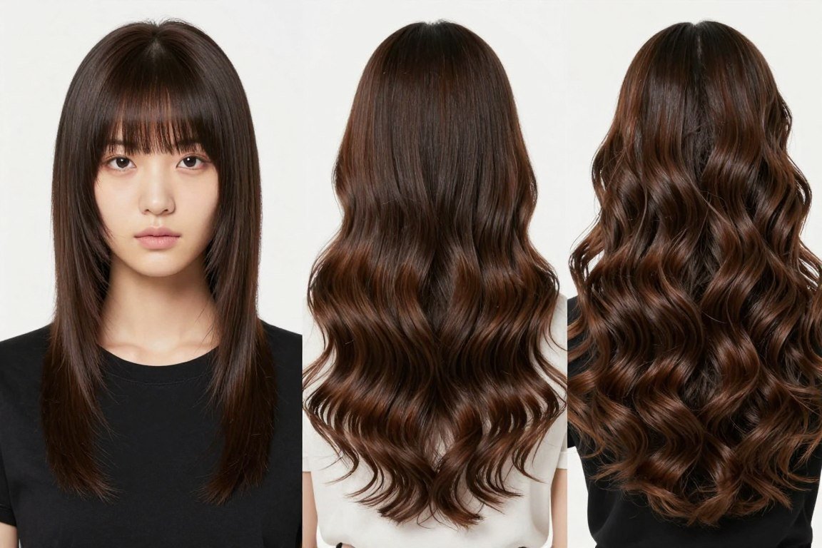 Comparison showing versatile shag styled different ways