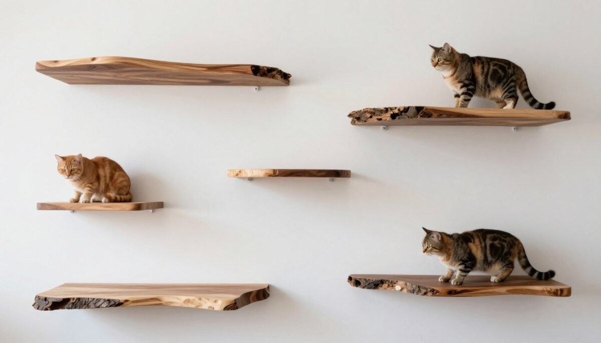 Complete live edge cat wall system with multiple shelves Complete live edge cat wall system with multiple shelves