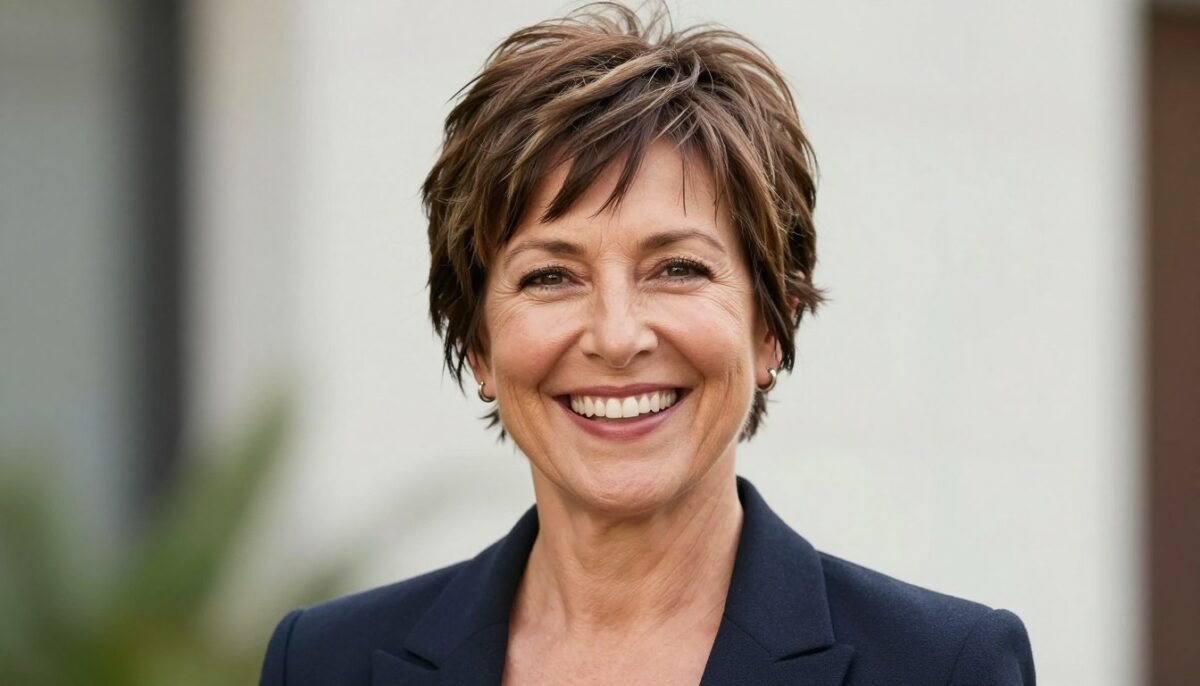 Confident mature woman with beautiful short haircut living her best life